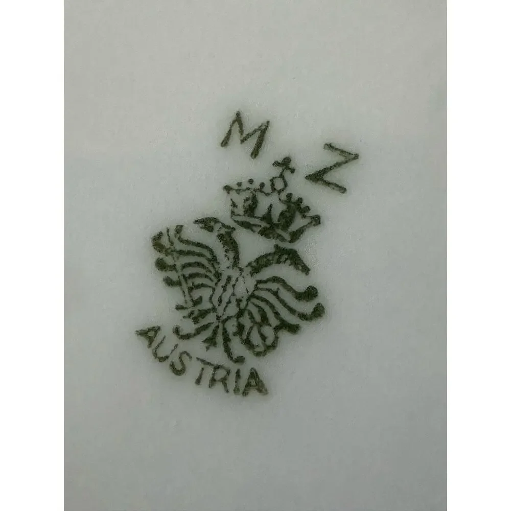 Antique MZ Austria bunny dessert Plates Set of 2 White Gold Gilt children 7”